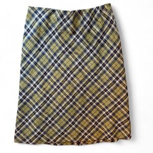 Orvis Women's Plaid Wool Blend Midi Skirt Size 16 Elastic Waist 90s Grunge